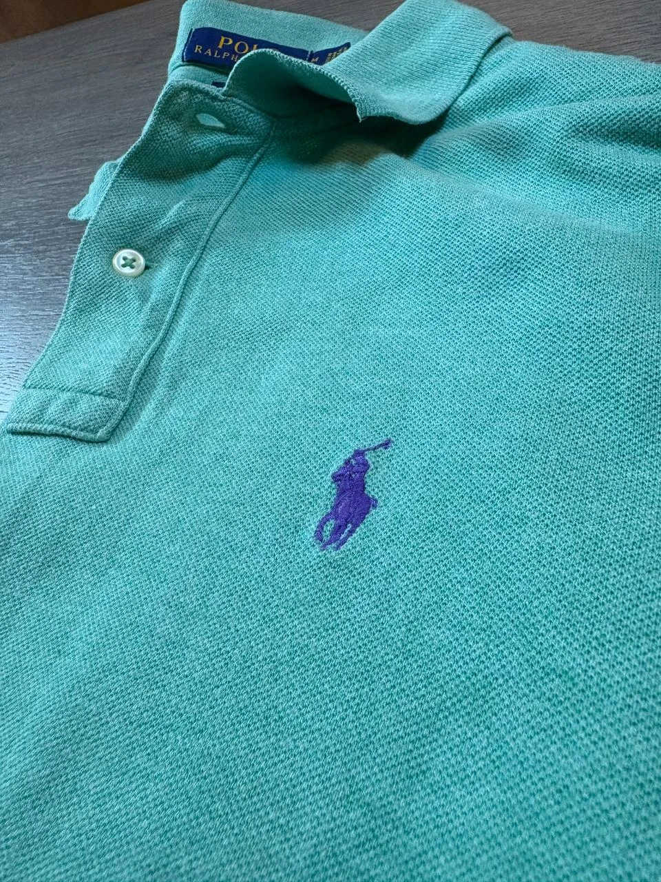 Polo Ralph Lauren Classic Fit Homem – Tamanho M – Verde Menta / Logo Azul – photo 4